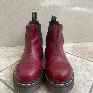 Dr Martens 2A43 Max Platform Chelsea Boots Cherry Red Leather MADE ENGLAND US 6 thumbnail 2
