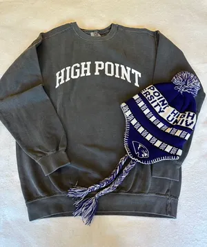 High Point University Gray Comfort Colors Sweatshirt Sz M & Beanie Toboggan thumbnail 1
