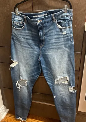 American Eagle Outfitters super stretch, Super Hi-rise blue‎ Size 18 long thumbnail 1