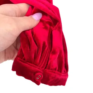 Yumi Kim Tie Me Over Red Velvet Dress Long Sleeve Wrap‎ Tie Size Large thumbnail 11