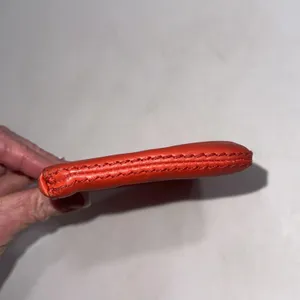 Vintage Y2K Kate Spade Logo‎ Leather Red Orange Zip Small Wristlet Wallet thumbnail 12