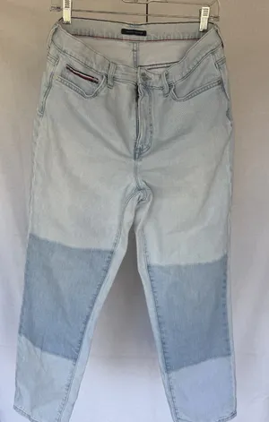 Tommy Hilfiger Light Wash Patchwork Straight Leg Jeans Size 12 thumbnail 1
