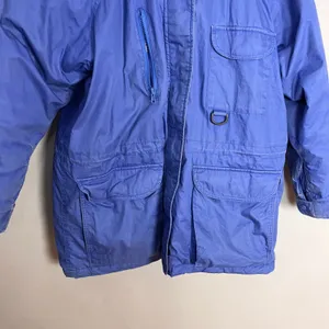 Vintage Eddie Bauer Coat Down FLAWS Women Parka Blue Hooded Winter Coat Medium thumbnail 4