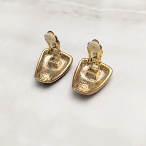 Vintage Clip On Earrings Slightly Curved Stylish Gold Tone Large Chunky - Marks thumbnail 8
