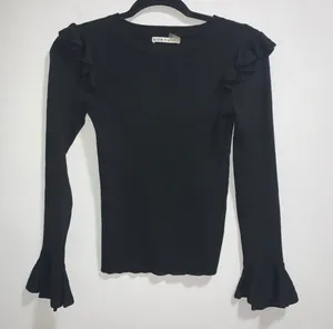 Black Mittie Ruffled Sleeve Sweater thumbnail 5