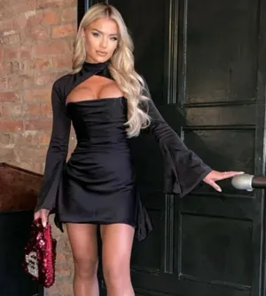House of CB Toira Black Draped Corset Satin Cutout Mini Dress XS thumbnail 1