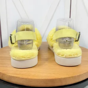 Koolaburra by Ugg Fuzz'd Out Faux Fur Sandals‎ Yellow 9 Slingback thumbnail 6