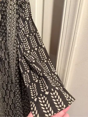 World Market Black and Beige Boho Print Kaftan Midi Dress thumbnail 4