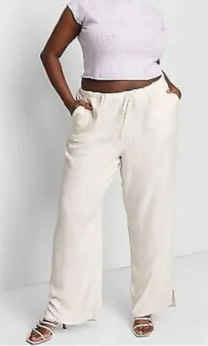 Wild‎ Fable Plus 1X Linen Blend Wide Leg Pants Relaxed Baggy Resort Boho Women’s thumbnail 1