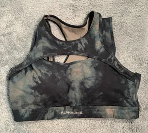 Alphalete Black and Gray Tie-Dye Sports Bra thumbnail 1