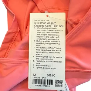 Lululemon - NWT Align™ Cropped Cami Tank Top *Light Support, A/B Cup Sz 12 thumbnail 9