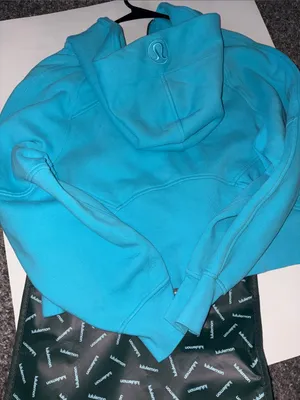 lululemon athletica scuba hooded Bright Turquoise Half-Zip Hoodie thumbnail 4