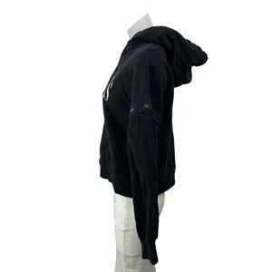 AllSaints Women's Black Spell Out Logo Zip Hoodie Hooded Sweatshirt Top Size S thumbnail 2