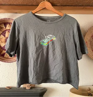 Hand painted sardines on cropped isto shirt thumbnail 1