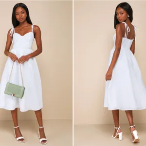 LULU's Bridal Engagement Bachelorette Elegant Sexy HOneymoon FLoral Bustier Midi thumbnail 4