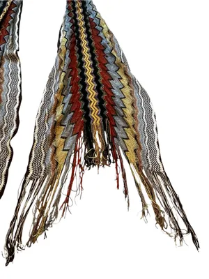Missoni Zig Zag Chevron Multi Purpose Scarf Belt Head Wrap Boho Fringe thumbnail 4
