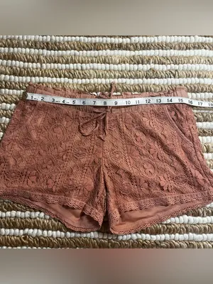 Lace Drawstring Shorts in Taracotta thumbnail 4
