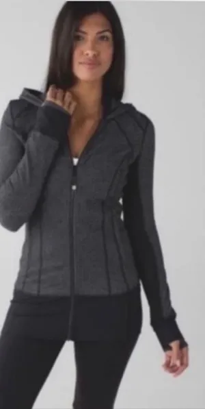 Lululemon Daily Practice Scuba weathered herringbone zip up hooded jacket 10 thumbnail 1