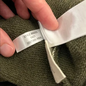 Madewell Pleat Sleeve Shrunken Hoodie Sweatshirt‎ Olive Green Heathered XXS thumbnail 5