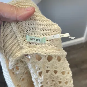 Kimchi Blue‎ Women's Sunset Open Knit Cardigan Ivory Chunky Boho Size Small thumbnail 5