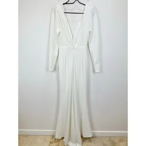 Lulus Stunning Romance White Long Sleeve Mermaid Maxi Dress Wedding XS NWT thumbnail 9