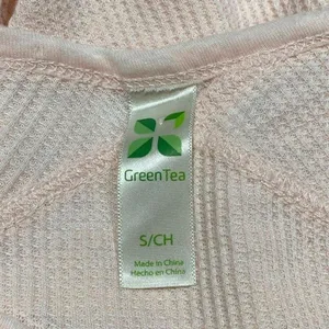 Green Tea Giddy Waffle Knit Thermal Top Size Small thumbnail 5
