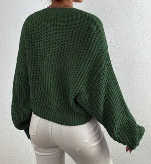 SheIn Frenchy Solid Ribbed Knit Drop Shoulder Sweater thumbnail 3