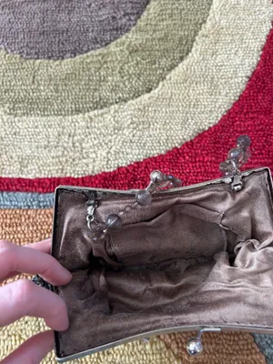 Brown Beaded Sequin Tiny Mini Evening Purse Bag Wedding Black Tie Formal Vintage thumbnail 5