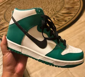 Nike Dunk High Men's High Top Sneakers Green/White/Black Leather DR0527-300 thumbnail 1
