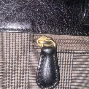 Elegant Black and Brown Women's Tote Bag for office plaid thumbnail 6