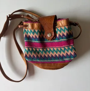 Western Boho Pattern Aztec Handmade Leather Shoulder Satchel Crossbody Bag Purse thumbnail 1