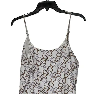 Ann Taylor Tank Top Size Medium White‎ With Pink Brown Interlocked Hearts Lined thumbnail 7