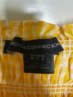 French Connection Yellow Gingham Smocked Midi Dress Size 6 thumbnail 7