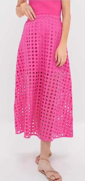 Tuckernuck Hot Pink Cotton Eyelet Eve Skirt Large thumbnail 1