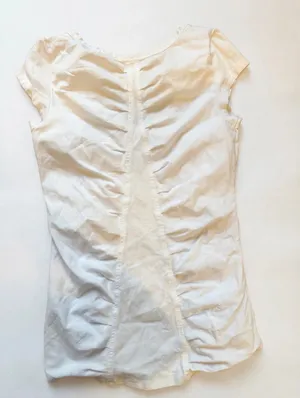 Free People Women's White Ruched V-Neck Short Sleeve Blouse Top SP thumbnail 3