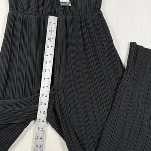 Vero Moda VMAURORA Black Plisse‎ Halterneck Wide Leg Jumpsuit NWT 10304757 XXS thumbnail 6