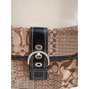 Vintage y2k Coach Soho Patchwork Hobo Bag Signature Jacquard Leather Trim Buckle thumbnail 3