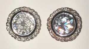 Elegant Silver Tone Rhinestone Stud Earrings thumbnail 1