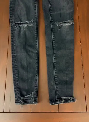 American Eagle The Luxe Jean Women's Black High Rise Distressed Skinny Jeans thumbnail 3