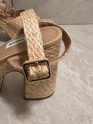 Steve Madden 'Carisma' raffia platform open toe block heel sandals Size 9.5 thumbnail 4
