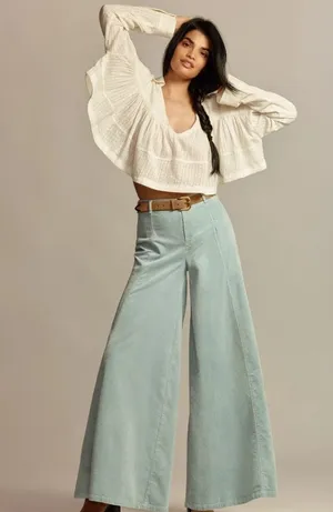 NWT Anthropologie Shine Corduroy Palazzo Pants Size 4 thumbnail 1