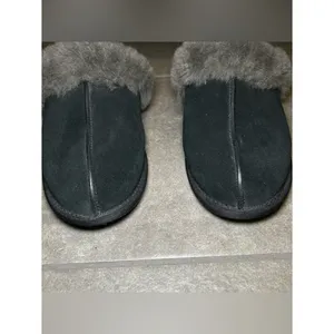 UGG Scuffette II Black Gray Suede Fur Lined Slip On Slippers Womens Shoe Size 10 thumbnail 5