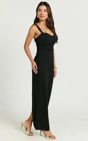 New Showpo Tahlia Midi Dress Sweetheart Ruched Dress In Black MSRP $109 thumbnail 2