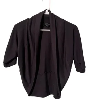 BCX Dress Women's‎ Size XS Bolero Short Sleeve Cropped Cardigan Sweater Black thumbnail 1