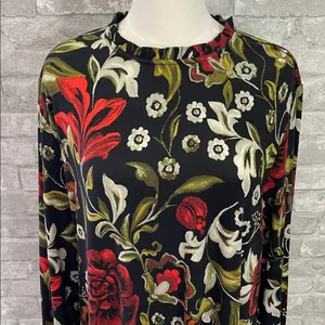 Maurices 24/7 Black and Red Lila Floral Long Sleeve Dress thumbnail 2