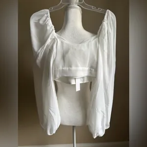 For Love & Lemon Trisha Crop Top in White NWT, $154 Retail thumbnail 10
