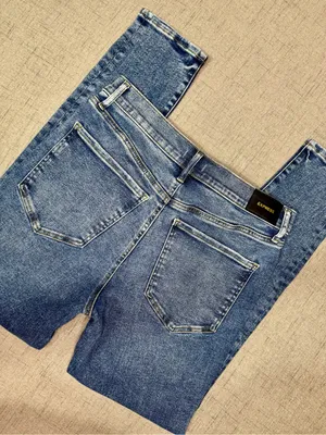 Express High Rise Skinny Jeans with Button Fly Distressed Size 10 Long Tall thumbnail 12