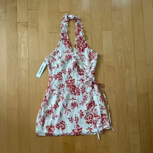 Princess Polly Taija red floral wrap halter mini dress thumbnail 2