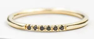 Boutique NEW Dainty‎ 14k Gold Plated S925 Ring Black Melee Stackable Minimalist Band Sz 8 thumbnail 1
