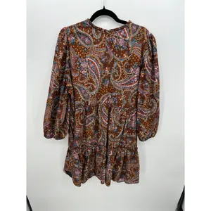 a.n.a Paisley Babydoll Mini Dress XL Brown‎ Cottagecore Prairie Boho Peasant thumbnail 2